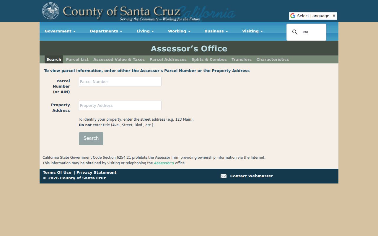Watsonville people search by property address or parcel number