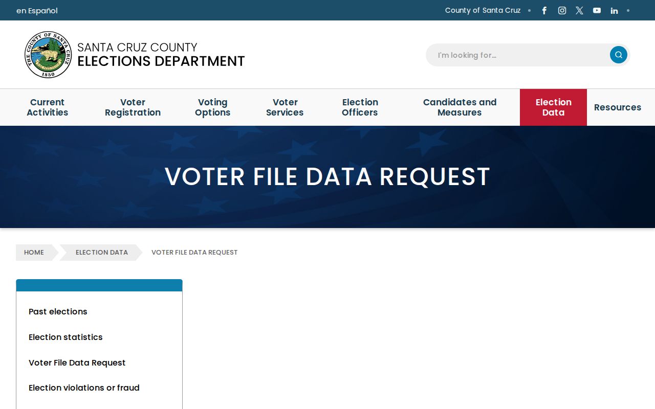 Watsonville voter records request rules on Santa Cruz County Elections page